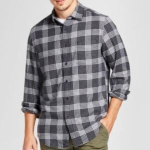 NWOT Goodfellow & Co Gray and White Plaid Flannel Shirt
